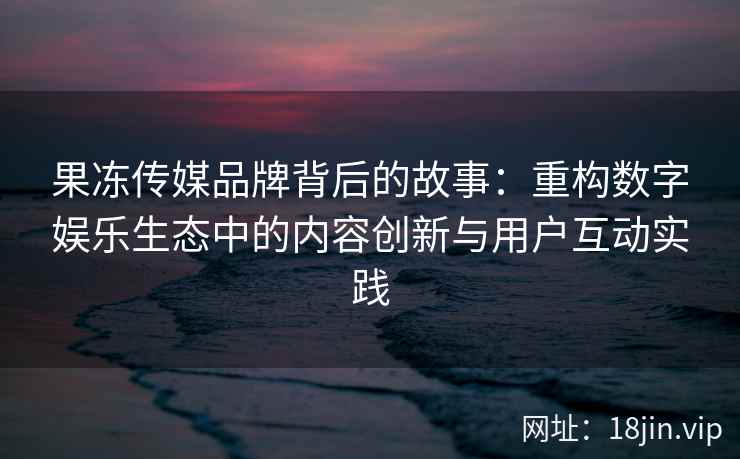 果冻传媒品牌背后的故事:重构数字娱乐生态中的内容创新与用户互动实践