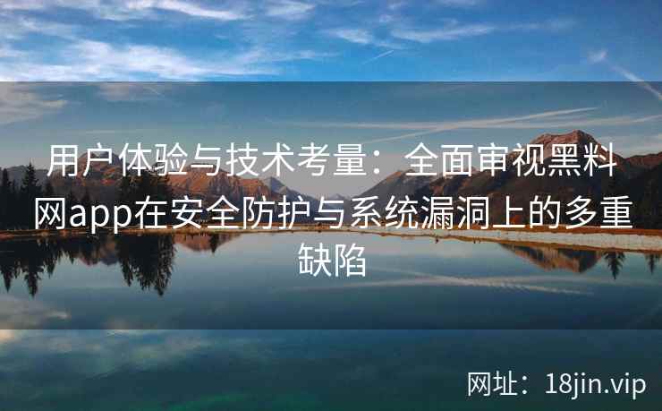 用户体验与技术考量:全面审视黑料网app在安全防护与系统漏洞上的多重缺陷